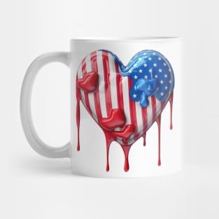 American Flag Dripping Heart #4 Mug